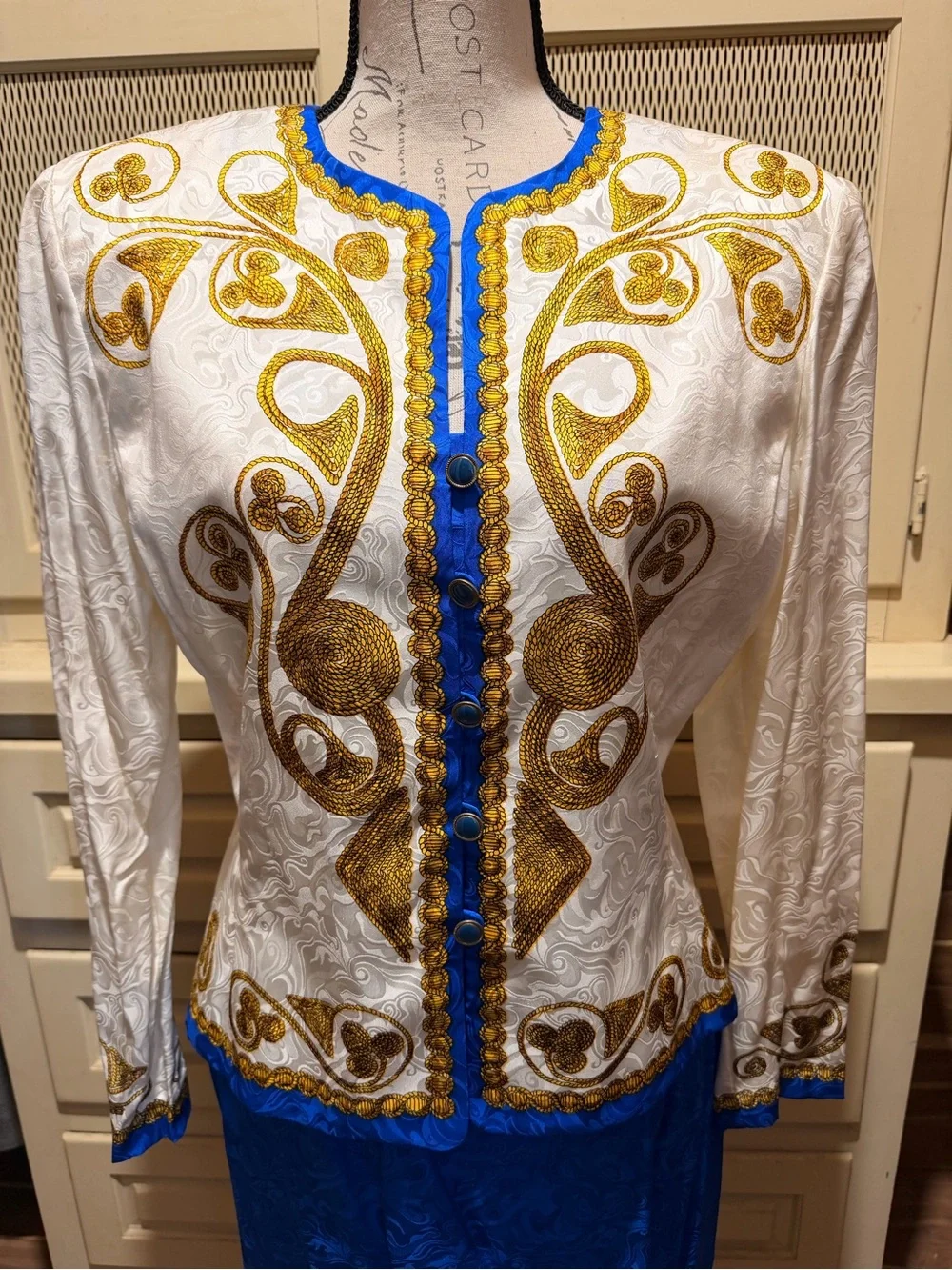 VTG Adrianna Papell 100% Silk Skirt Suit Set